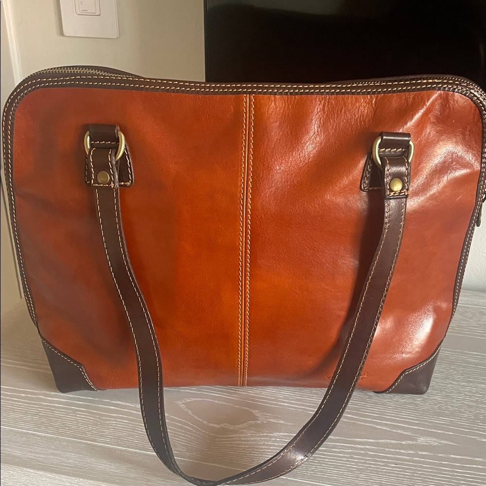 Vera Pelle Brown and Hazelnut Leather Bag